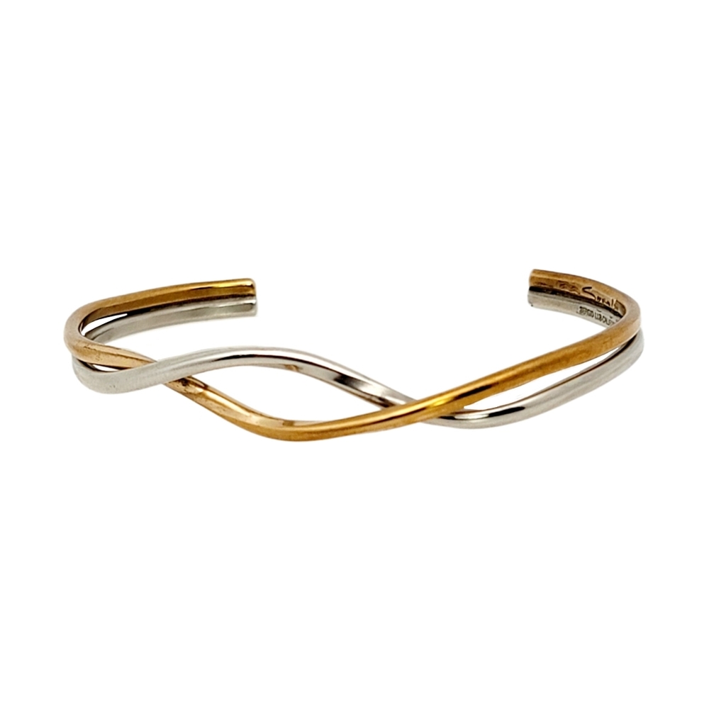 Sergio Lub California Classic Copper Silver Dance Double Helix Cuff Bracelet
